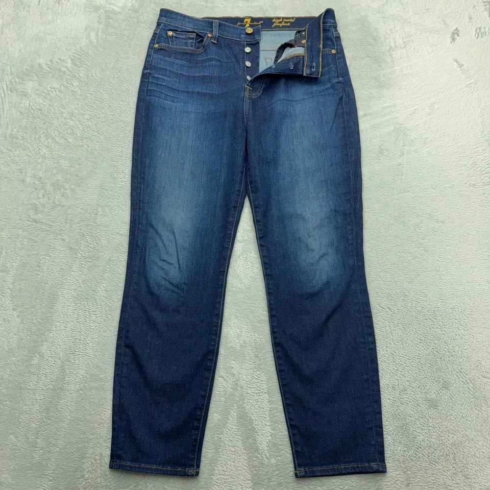 7 For All Mankind Jeans Womens 30 Blue Josefina High Waist Slim Boyfriend Denim - Picture 1 of 8